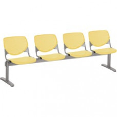 KFI Kool 4 Seat Beam Chair - Yellow Polypropylene Seat - Yellow Polypropylene, Aluminum Alloy Back - Powder Coated Silver Tubular Steel Frame - 1 Each