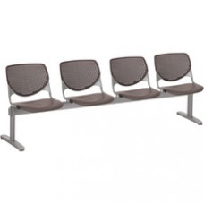 KFI Kool 4 Seat Beam Chair - Brownstone Polypropylene Seat - Brownstone Polypropylene, Aluminum Alloy Back - Powder Coated Silver Tubular Steel Frame - 1 Each