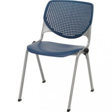 KFI Stacking Chair - Polypropylene Seat - Polypropylene Back - Steel Frame - Four-legged Base - Navy, White - 1 Each