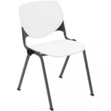 KFI Stacking Chair - Polypropylene Seat - Polypropylene Back - Steel Frame - Four-legged Base - Black, White - 1 Each