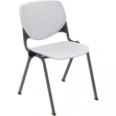 KFI Stacking Chair - Polypropylene Seat - Polypropylene Back - Steel Frame - Four-legged Base - Light Gray, White - 1 Each