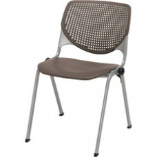 KFI Stacking Chair - Polypropylene Seat - Polypropylene Back - Steel Frame - Four-legged Base - Brownstone, White - 1 Each