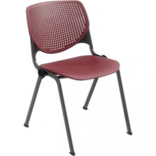 KFI Stacking Chair - Burgundy Polypropylene Seat - Burgundy Polypropylene Back - Steel Frame - Four-legged Base - 1 Each