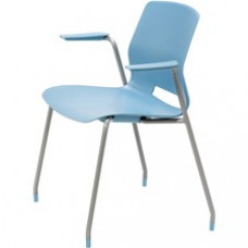 KFI Swey Collection 4-leg Stool With Arms - Sky Blue Polypropylene Seat - Sky Blue Polypropylene Back - Silver Stainless Steel Frame - Four-legged Base - 1 Each