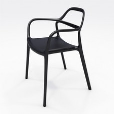 KFI Indoor/Outdoor Poly Guest Chair - Black Polypropylene Seat - Black Polypropylene Back - Black Polypropylene Frame - Four-legged Base - Armrest - 1 Each