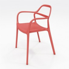 KFI Indoor/Outdoor Poly Guest Chair - Poppy Polypropylene Seat - Poppy Polypropylene Back - Poppy Polypropylene Frame - Four-legged Base - Armrest - 1 Each