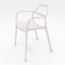 KFI Indoor/Outdoor Poly Guest Chair - White Polypropylene Seat - White Polypropylene Back - White Polypropylene Frame - Four-legged Base - Armrest - 1 Each