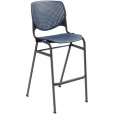 KFI Barstool Chair - Navy Polypropylene Seat - Navy Aluminum Alloy, Polypropylene Back - Black Steel Frame - Four-legged Base - 1 Each