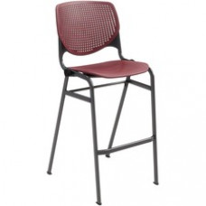 KFI Barstool Chair - Burgundy Polypropylene Seat - Burgundy Aluminum Alloy, Polypropylene Back - Powder Coated Black Steel Frame - Four-legged Base - 1 Each