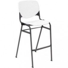 KFI Barstool Chair - White Polypropylene Seat - White Aluminum Alloy, Polypropylene Back - Black Steel Frame - Four-legged Base - 1 Each