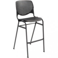 KFI Barstool Chair - Black Polypropylene Seat - Black Aluminum Alloy, Polypropylene Back - Black Steel Frame - Four-legged Base - 1 Each