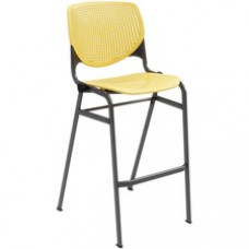 KFI Barstool Chair - Yellow Polypropylene Seat - Yellow Aluminum Alloy, Polypropylene Back - Black Steel Frame - Four-legged Base - 1 Each