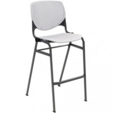 KFI Barstool Chair - Light Gray Polypropylene Seat - Light Gray Aluminum Alloy, Polypropylene Back - Black Steel Frame - Four-legged Base - 1 Each
