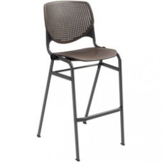 KFI Barstool Chair - Brownstone Polypropylene Seat - Brownstone Aluminum Alloy, Polypropylene Back - Black Steel Frame - Four-legged Base - 1 Each
