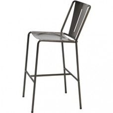 KFI Stackable Indoor Barstool - Natural Steel Seat - Natural Steel Back - Steel Frame - Four-legged Base - 1 / Carton