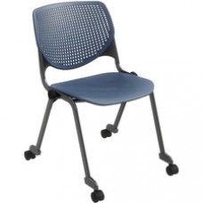 KFI Stacking Chair - Navy Polypropylene Seat - Navy Polypropylene Back - Powder Coated Black Steel Frame - Four-legged Base - 1 Each
