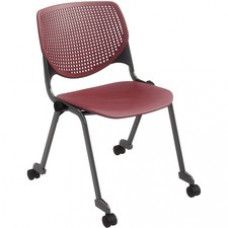 KFI Stacking Chair - Burgundy Polypropylene Seat - Burgundy Polypropylene Back - Powder Coated Black Steel Frame - Four-legged Base - 1 Each