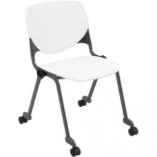 KFI Stacking Chair - White Polypropylene Seat - White Polypropylene Back - Powder Coated Black Steel Frame - Four-legged Base - 1 Each