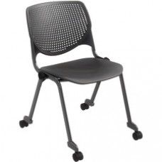 KFI Stacking Chair - Black Polypropylene Seat - Black Polypropylene Back - Powder Coated Black Steel Frame - Four-legged Base - 1 Each