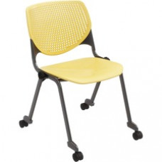 KFI Stacking Chair - Yellow Polypropylene Seat - Yellow Polypropylene Back - Powder Coated Black Steel Frame - Four-legged Base - 1 Each