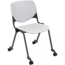 KFI Stacking Chair - Light Gray Polypropylene Seat - Light Gray Polypropylene Back - Powder Coated Black Steel Frame - Four-legged Base - 1 Each