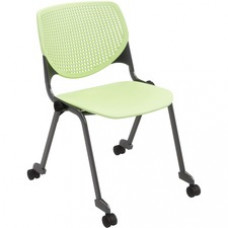 KFI Stacking Chair - Lime Green Polypropylene Seat - Lime Green Polypropylene Back - Powder Coated Black Steel Frame - Four-legged Base - 1 Each