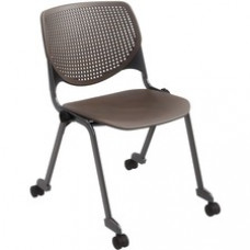 KFI Stacking Chair - Brownstone Polypropylene Seat - Brownstone Polypropylene Back - Powder Coated Black Steel Frame - Four-legged Base - 1 Each