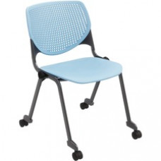 KFI Stacking Chair - Sky Blue Polypropylene Seat - Sky Blue Polypropylene Back - Powder Coated Black Steel Frame - Four-legged Base - 1 Each
