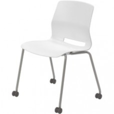 KFI Swey Armless Multipurpose Stool - White Polypropylene Seat - White Polypropylene Back - Silver Stainless Steel Frame - Four-legged Base - 1 Each