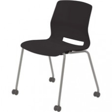 KFI Swey Armless Multipurpose Stool - Black Polypropylene Seat - Black Polypropylene Back - Silver Stainless Steel Frame - Four-legged Base - 1 Each