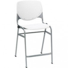 KFI Bar Stool - White Polypropylene Seat - White Polypropylene Back - Powder Coated Black Steel Frame - Four-legged Base - 1 Each