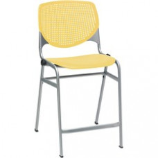 KFI Bar Stool - Yellow Polypropylene Seat - Yellow Polypropylene Back - Powder Coated Black Steel Frame - Four-legged Base - 1 Each