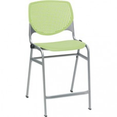 KFI Kool Counter-Height Stackable Stool - Lime Green Polypropylene Seat - Lime Green Polypropylene, Aluminum Alloy Back - Powder Coated Silver Cold Rolled Steel Frame - Four-legged Base - 1 Each