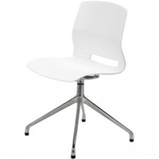 KFI Swey Collection 4-Post Swivel Chair - White Polypropylene Seat - White Polypropylene Back - Silver Steel Frame - 1 Each