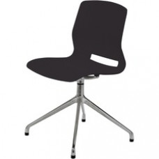 KFI Swey Collection 4-Post Swivel Chair - Black Polypropylene Seat - Black Polypropylene Back - Silver Steel Frame - 1 Each