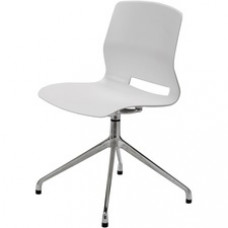 KFI Swey Collection 4-Post Swivel Chair - Light Gray Polypropylene Seat - Light Gray Polypropylene Back - Silver Steel Frame - 1 Each