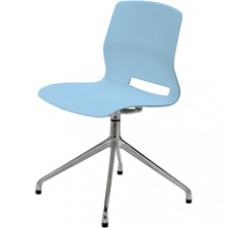 KFI Swey Collection 4-Post Swivel Chair - Sky Blue Polypropylene Seat - Sky Blue Polypropylene Back - Silver Steel Frame - 1 Each