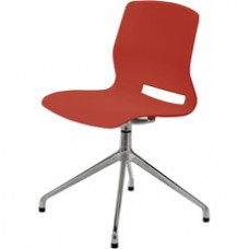 KFI Swey Collection 4-Post Swivel Chair - Coral Polypropylene Seat - Coral Polypropylene Back - Silver Steel Frame - 1 Each