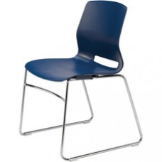 KFI Swey Collection Sled Base Chair - Navy Polypropylene Seat - Navy Polypropylene Back - Silver Stainless Steel Frame - Sled Base - 1 Each
