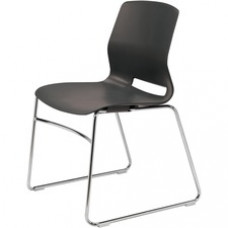 KFI Swey Collection Sled Base Chair - Black Polypropylene Seat - Black Polypropylene Back - Silver Stainless Steel Frame - Sled Base - 1 Each