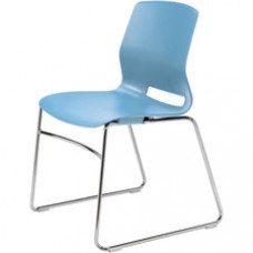 KFI Swey Collection Sled Base Chair - Sky Blue Polypropylene Seat - Sky Blue Polypropylene Back - Silver Stainless Steel Frame - Sled Base - 1 Each