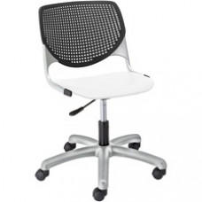KFI Kool Task Chair With Perforated Back - White Polypropylene Seat - Black Polypropylene, Aluminum Alloy Back - Powder Coated Silver Tubular Steel Frame - 5-star Base - 1 Each