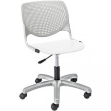 KFI Kool Task Chair With Perforated Back - White Polypropylene Seat - Light Gray Polypropylene, Aluminum Alloy Back - Powder Coated Silver Tubular Steel Frame - 5-star Base - 1 Each