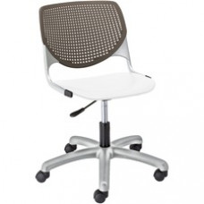 KFI Kool Task Chair With Perforated Back - White Polypropylene Seat - Brownstone Polypropylene, Aluminum Alloy Back - Powder Coated Silver Tubular Steel Frame - 5-star Base - 1 Each