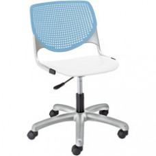 KFI Kool Task Chair With Perforated Back - White Polypropylene Seat - Sky Blue Polypropylene, Aluminum Alloy Back - Powder Coated Silver Tubular Steel Frame - 5-star Base - 1 Each
