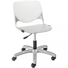 KFI Kool Task Chair With Perforated Back - Light Gray Polypropylene Seat - White Polypropylene, Aluminum Alloy Back - Powder Coated Silver Tubular Steel Frame - 5-star Base - 1 Each