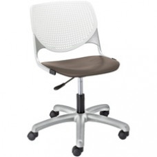 KFI Kool Task Chair With Perforated Back - Brownstone Polypropylene Seat - White Polypropylene, Aluminum Alloy Back - Powder Coated Silver Tubular Steel Frame - 5-star Base - 1 Each