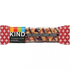KIND Dark Chocolate Cherry Cashew Plus Bars - Cholesterol-free, Non-GMO, Gluten-free, Individually Wrapped - Dark Chocolate, Cashew, Cherry - 1.40 oz - 12 / Box