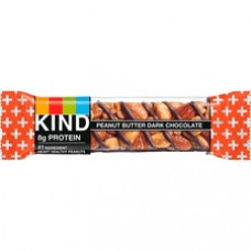 KIND Peanut Butter Dark Chocolate Plus Protein Kind Bars - Gluten-free, Wheat-free, Non-GMO, Sulfur dioxide-free - Peanut Butter, Dark Chocolate - 1.40 oz - 12 / Box