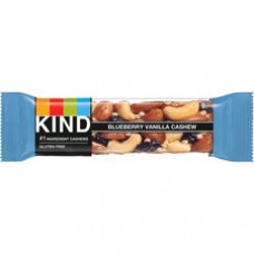 KIND Blueberry Vanilla & Cashew - Trans Fat Free, High-fiber, Low Sodium, Dairy-free, Gluten-free, Peanut-free - Vanilla Blueberry, Cashew - 1.41 oz - 12 / Box